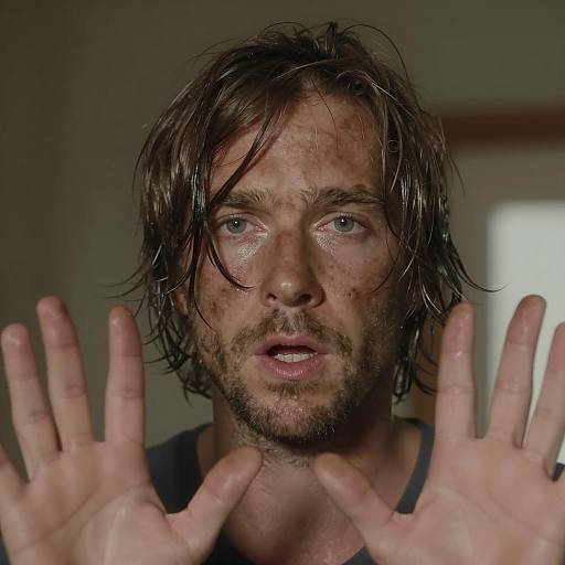 Intense Close-Up of a Wet Hair Man