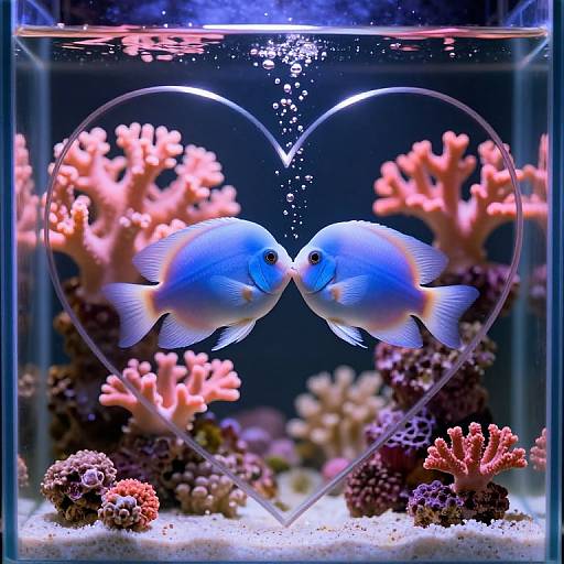 Heart-Shaped Aquarium with Kissing Fish