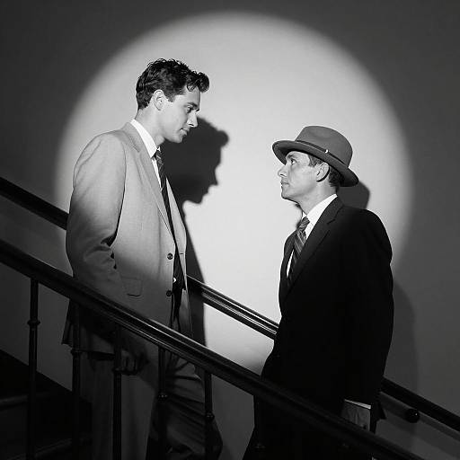 Vintage Noir Style Men on Staircase