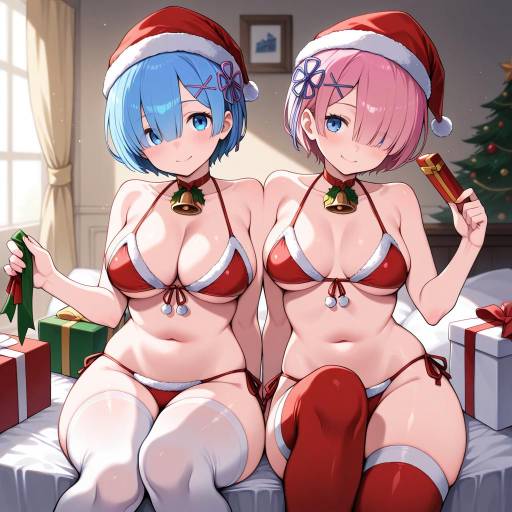 Twin Sisters Celebrating Christmas Bliss