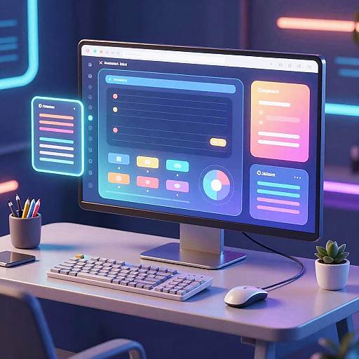 Cyberpunk AnimatedUI Digital Workspace