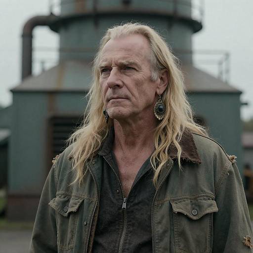 Serious Man with Ornate Earrings in Industry