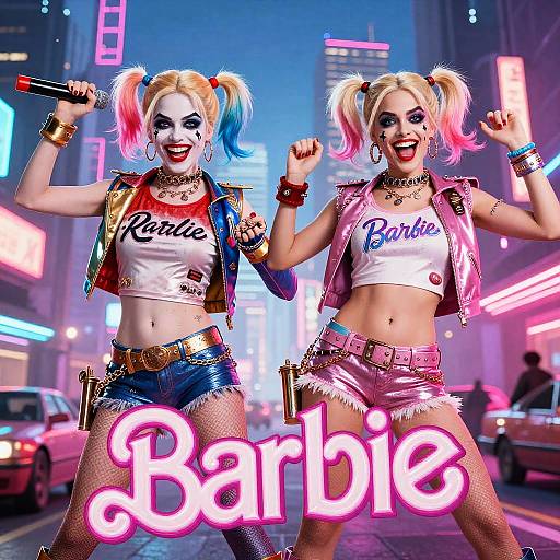 Harley Quinn vs Barbie Neon Showdown