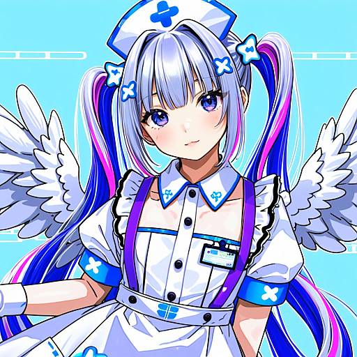 Illustration of Amane kanata (nurse), hololive in the style of Shikino yuki