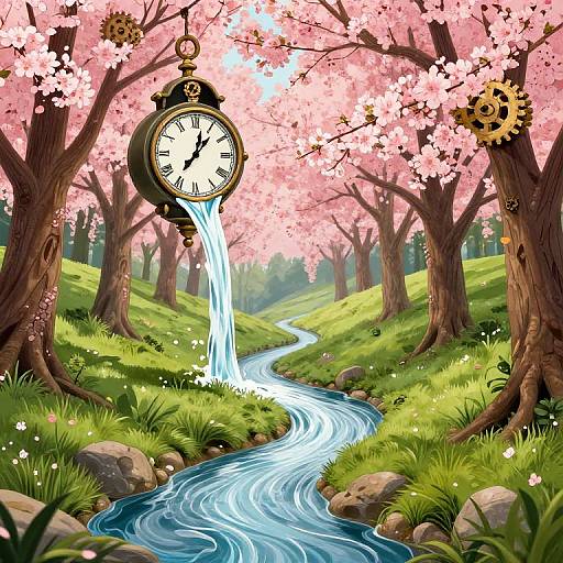 Surreal Clock Tower Melting Time