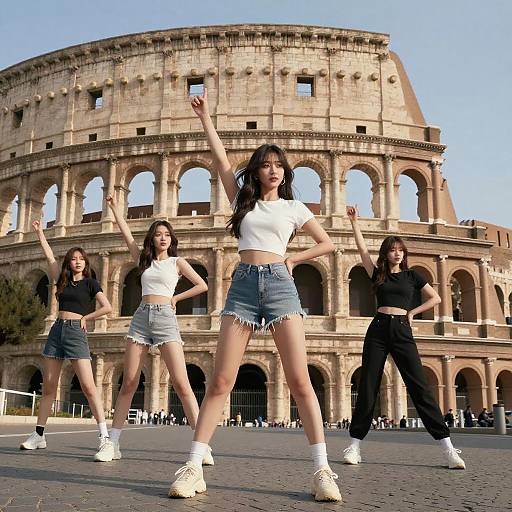 Dynamic Korean Girl in Fashion at Colosseum