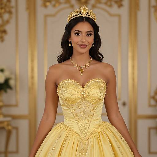 Regal Beauty in Golden Tiara