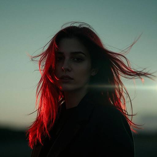 Realistic Analog Portrait with Windblown Hair