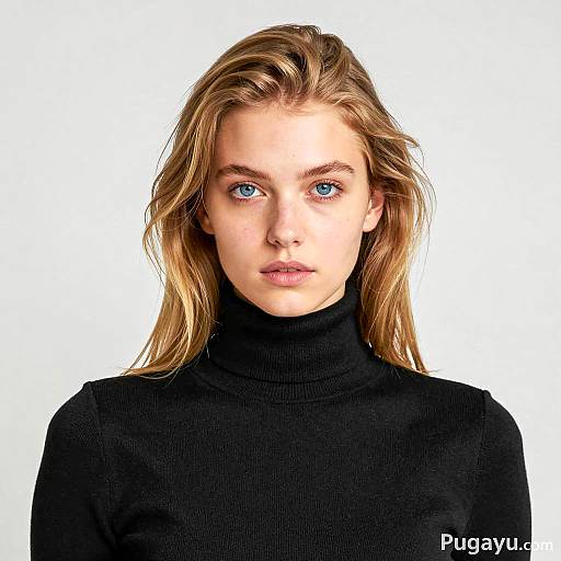 Portrait of Young Woman in Black Turtleneck