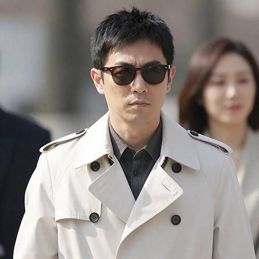 Serious Man in Trench Coat Portrait