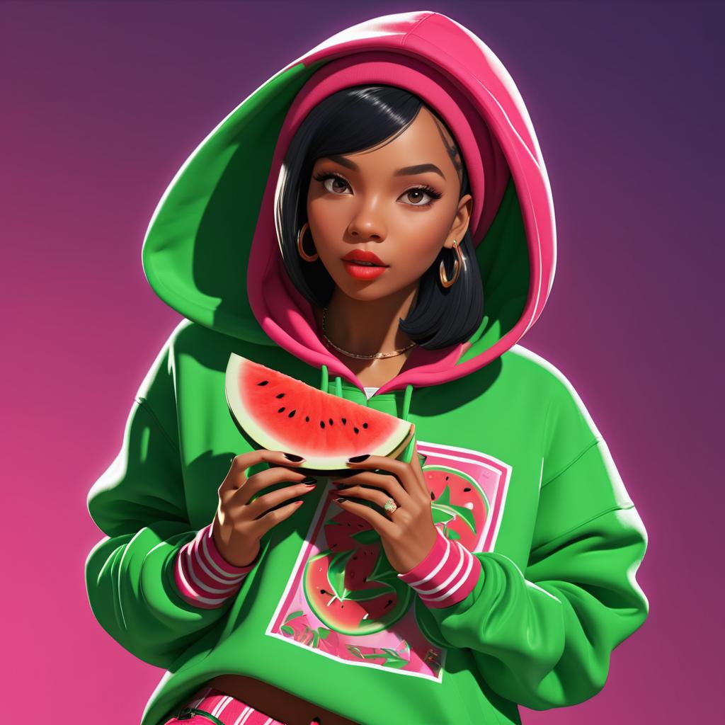 Sassy Hip-Hop Clara Enjoying Watermelon