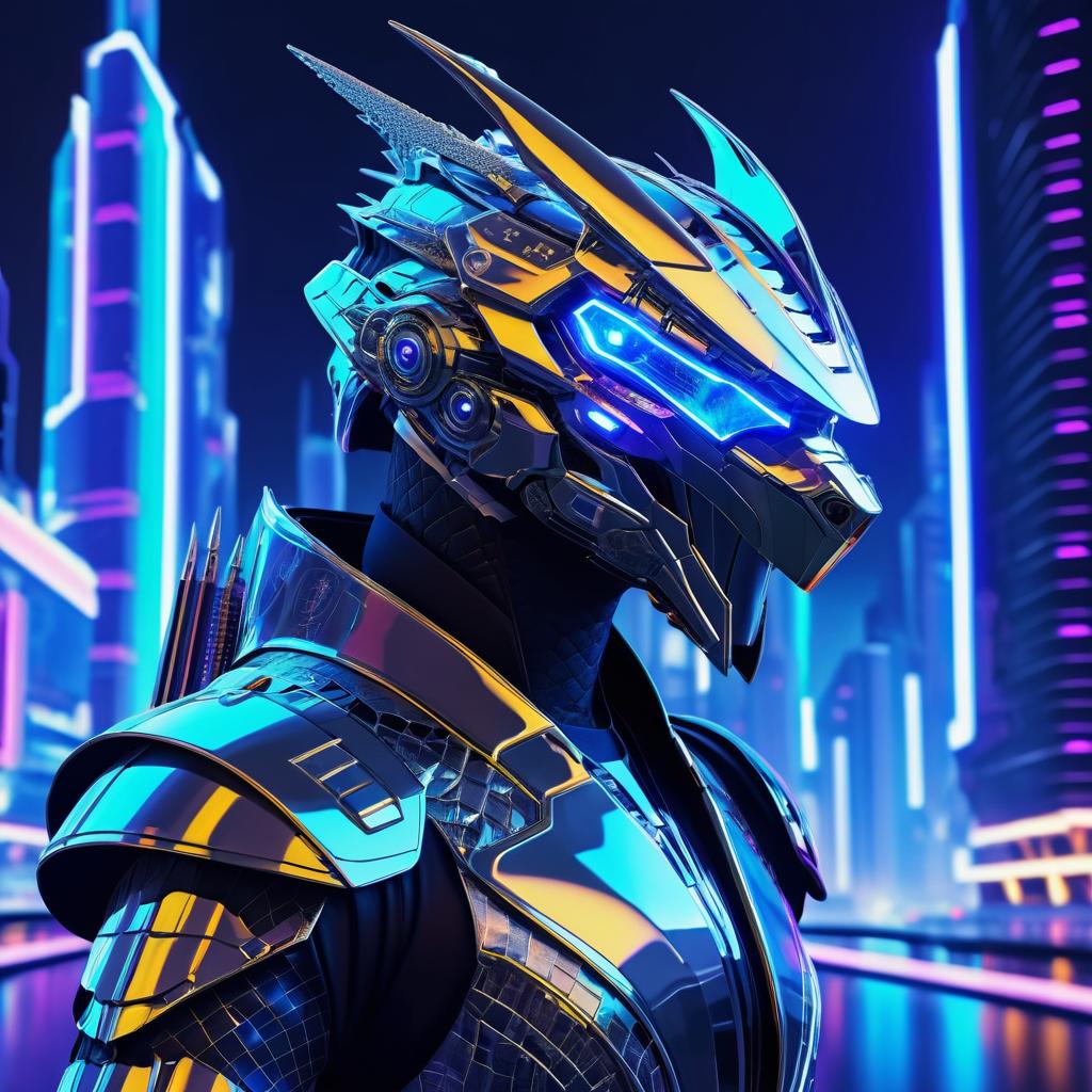 Futuristic Cybernetic Dragon Portrait