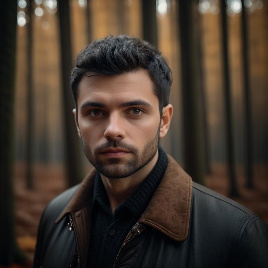 Cinematic Portrait in Autumn Forest