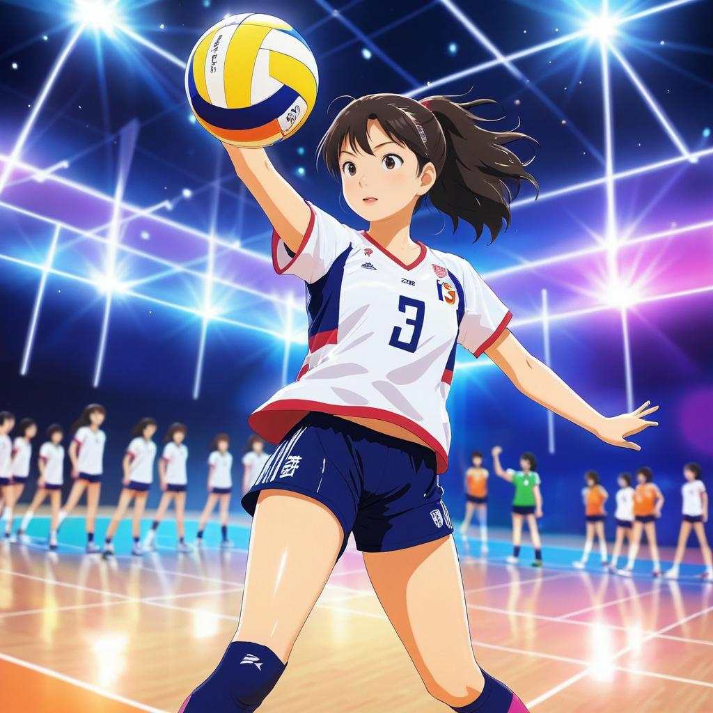 Anime Volleyball Player in Action