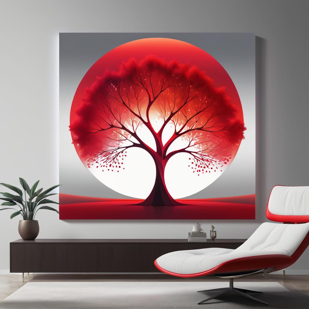 Ethereal Red Tree Light Painting