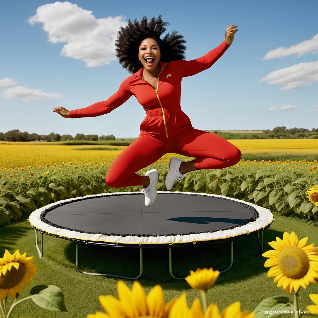 Joyful Athlete in Sunflower Field