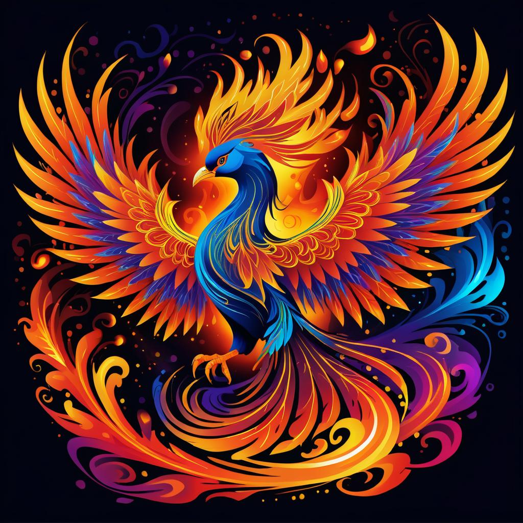 Vibrant Phoenix and Flames Energy Art