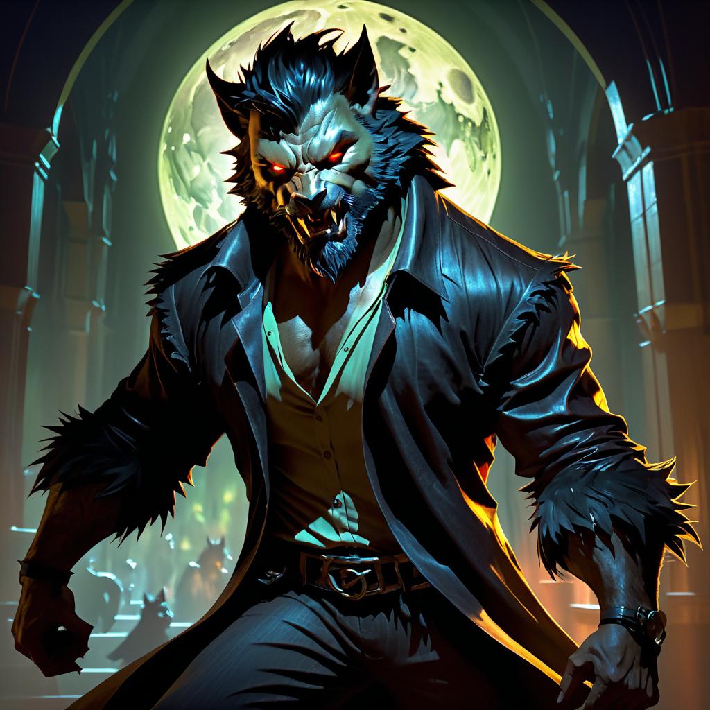 Cinematic Werewolf in Fantasy World