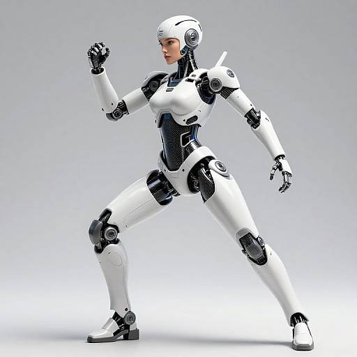 Futuristic Female Cyborg in Action