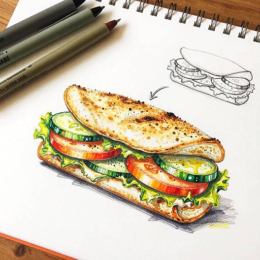 Artistic Mexican Torta Drawing Tutorial