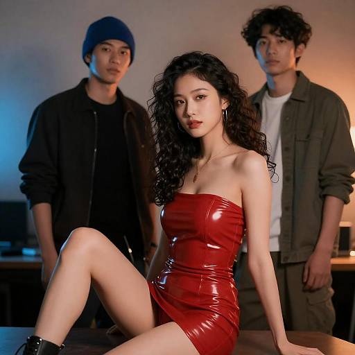 Dramatic Scene in Dimly Lit Room