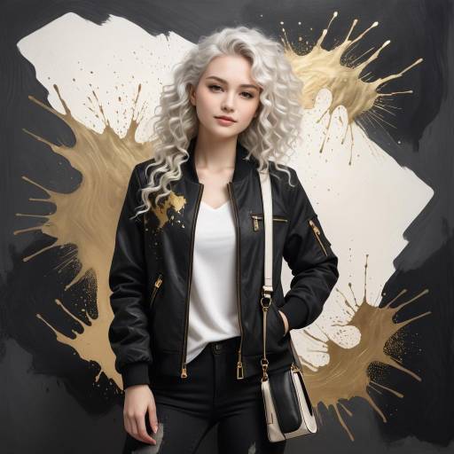 Stylish Young Woman with Curly White Hair