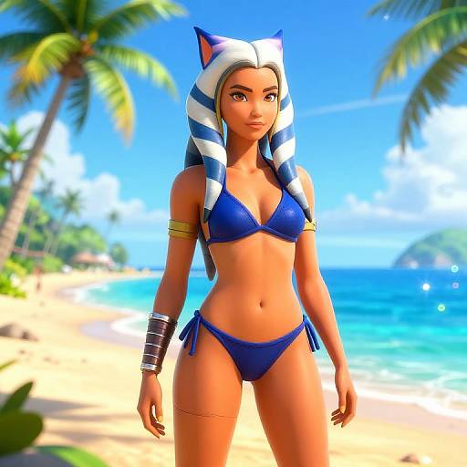 Ahsoka Tano on Vibrant Alien Beach