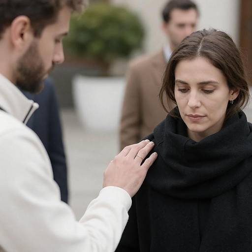 Man Comforting Woman Outdoors