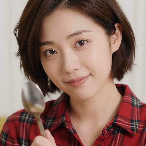 Close-Up of Smiling Woman with Spoon