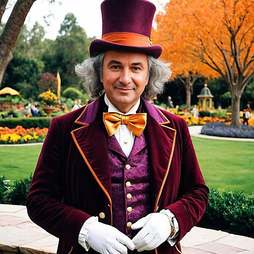 Man in Vintage Willy Wonka Costume Outdoors