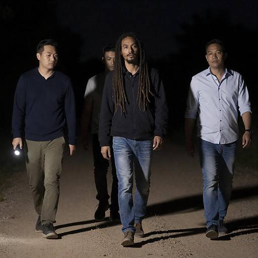 Night Walk with Dreadlocked Central Figure