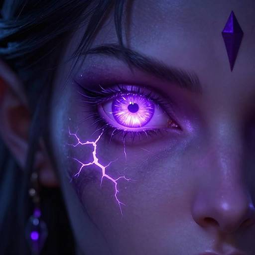 Epic Tiefling with Glowing Violet Eyes