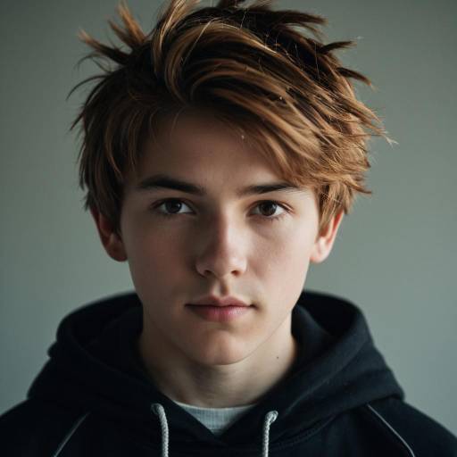 Portrait of Teen Boy in Black Hoodie
