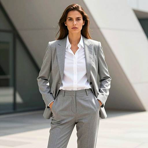 Professional Woman in Gray Suit Portrait