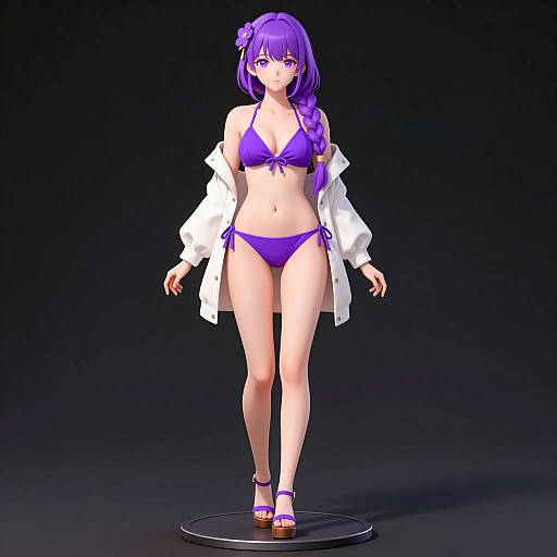 Purple-Haired Anime Woman Digital Art