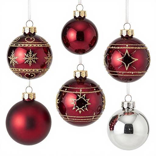 Burgundy and Gold Christmas Ornaments