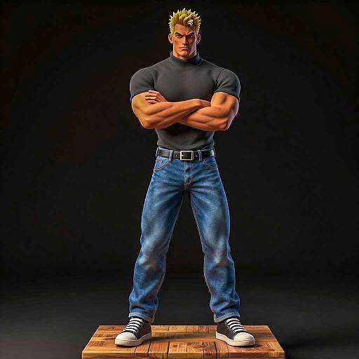 Determined Muscular Man in Dark Setting