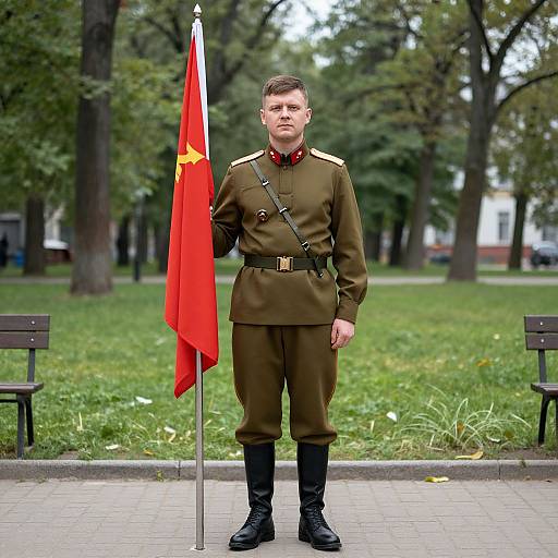 Soviet Military Uniform in Park