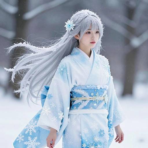 Ice Anime Girl in Winter Wonderland