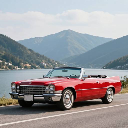 Red Cadillac Allante in Serene Landscape