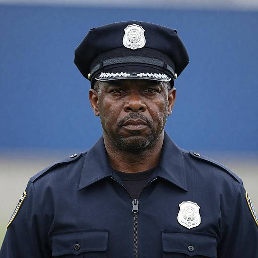 Serious Police Officer in the Rain