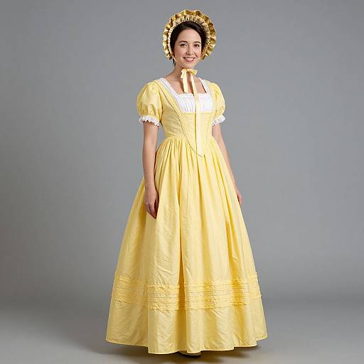 Yellow Colonial Dress with Gold Bonnet