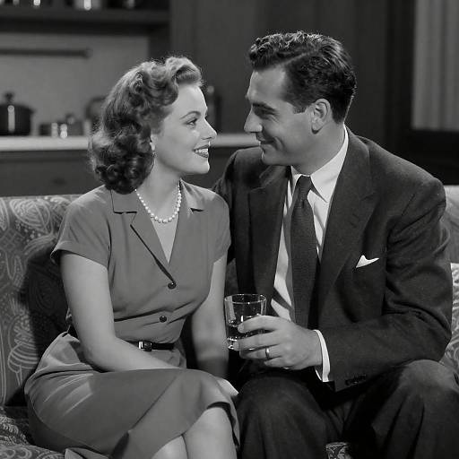 Intimate 1940s Black-and-White Couple Portrait