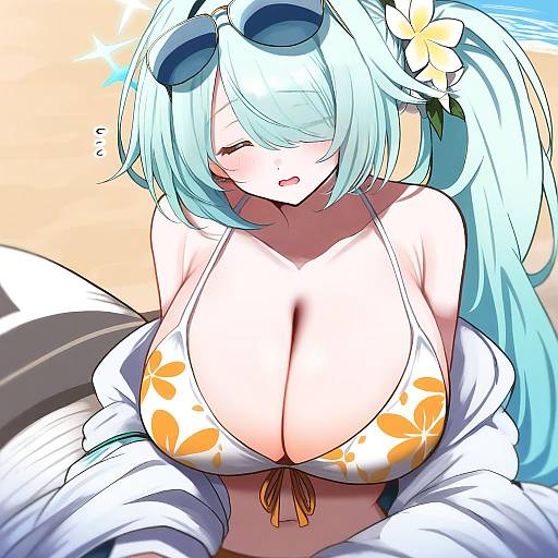 Illustration of Hiyori (swimsuit) (blue archive), blue archive in the style of 10eki (tenchou)