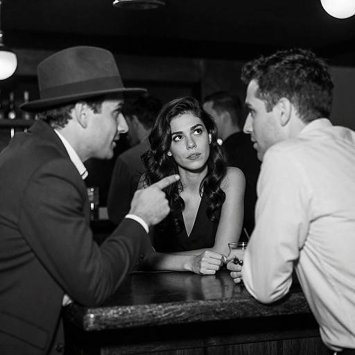 Classic Bar Scene in Black and White