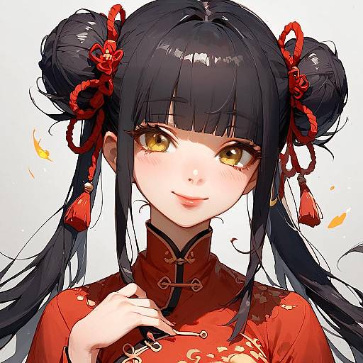 Anime Girl in Traditional Chinese Attire