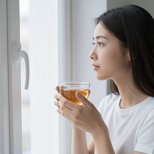Woman Holding Tea by Window