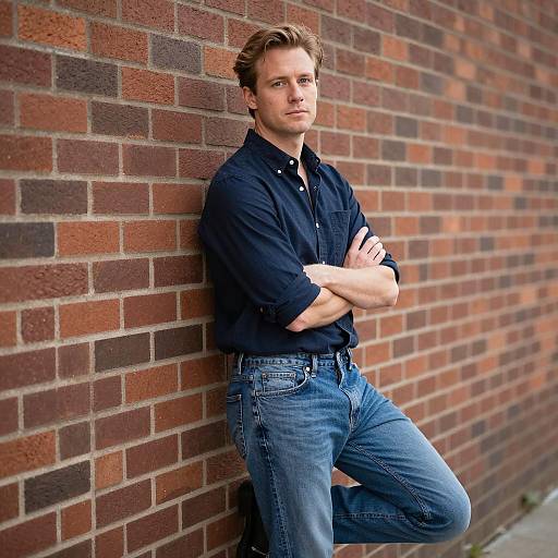 Stylish Man Against a Brick Wall