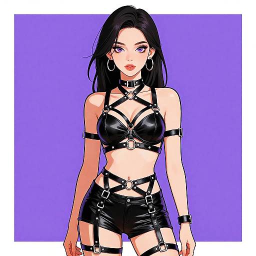 Edgy Faux Leather Cage Bra Outfit