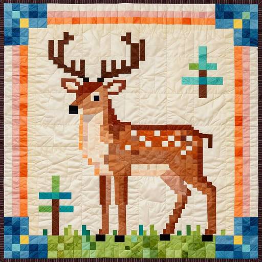 Pixel Art Deer Quilt Pattern